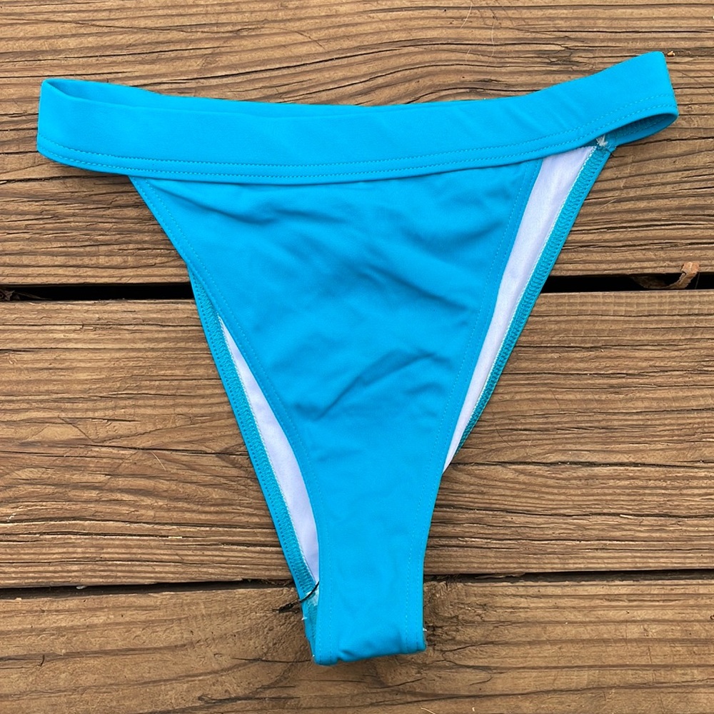 PLT Turquoise High-Leg Bikini Bottoms